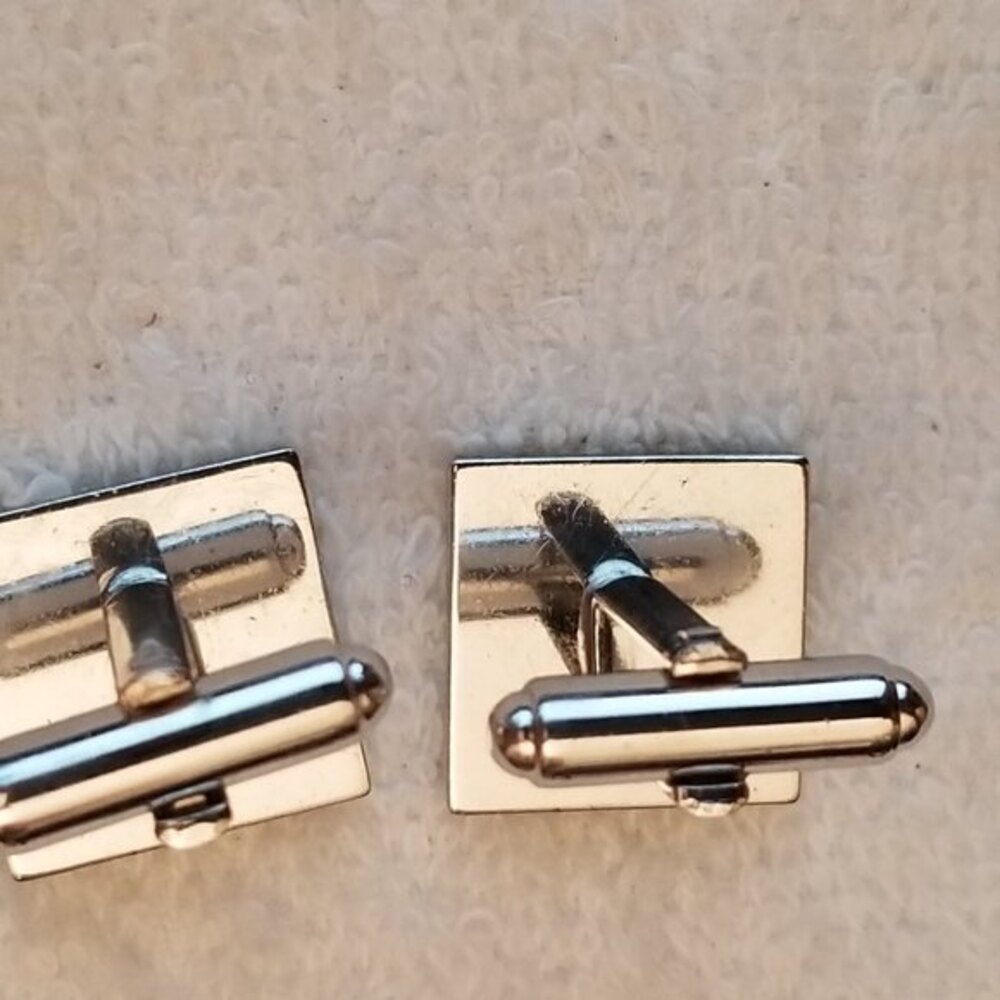 Vintage Silver Tone Square Leaf Cufflinks Classic… - image 8